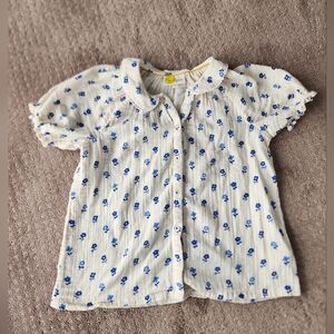 Mini boden, button down, puffed sleeves mini floral print girls size 12